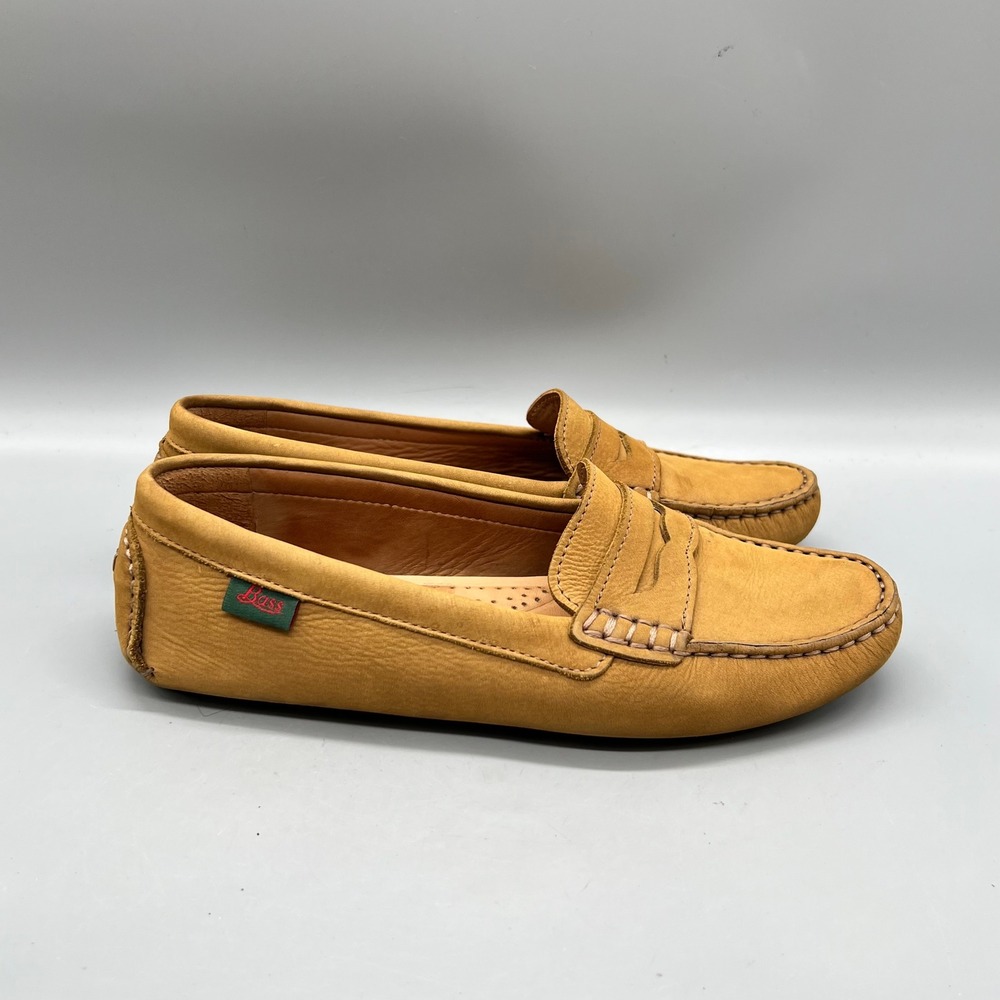 G.H. Bass Driving Moccasins Womens 7.5 Tan Leather Penny Loafer Dylan Driver vtg